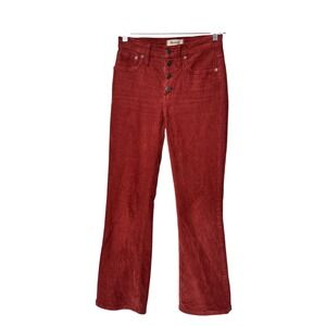 Madewell Cali Demi Boot Corduroy Button Fly Red Jeans Size 24